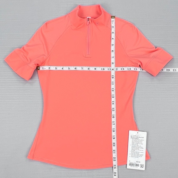 RARE! NEW Lululemon Short-Sleeve Shirt Sz. 6 - Sunny Coral *Nulux Half-Zip Golf - Picture 5 of 9